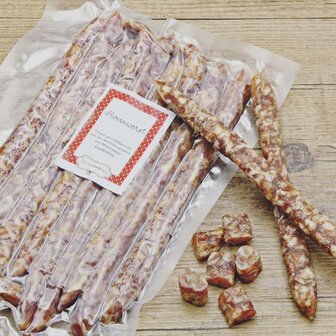 De Vierhoekhoeve Pikante hoeveworstjes (9 stuks)